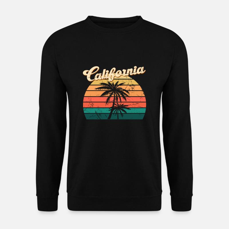 Weinlesestrand Retro Kalifornien-Palmen tropisch - Unisex Pullover - Schwarz
