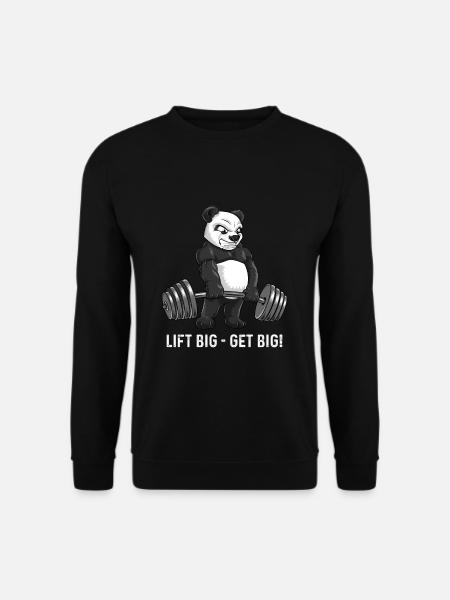 Lift big get big Motivation Panda Geschenk Workout - Unisex Pullover - Schwarz
