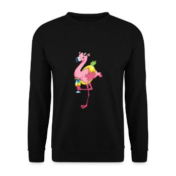 Sommer Urlaub Ananas cooles Flamingo Geschenk - Unisex Pullover - Schwarz - Vorne - Alina (178cm) & Michal (187cm)