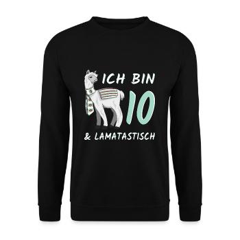 10 Jahre Lama Lamatastisch 10. Geburtstag Geschenk - Unisex Pullover - Schwarz - Vorne - Alina (178cm) & Michal (187cm)