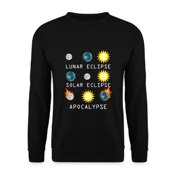 Mondsonnenfinsternis und Apokalypse Funny Science - Unisex Pullover - Schwarz - Vorne - Alina (178cm) & Michal (187cm)