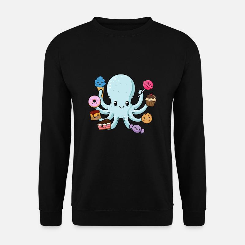 Süßer Oktopus Geschenk Tintenfisch mit Süßigkeiten - Unisex Pullover - Schwarz