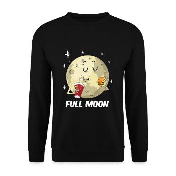 Pleine lune, cadeau de lune, restauration rapide, étoiles de lune - Sweat-shirt Unisexe - noir - Devant - Alina (178cm) & Michal (187cm)