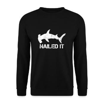 Nailed It Hammerhead Shark Tee - Funny Shark - Unisex Sweatshirt - black - Front - Alina (178cm) & Michal (187cm)