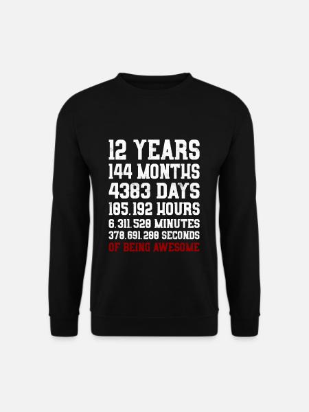 12 Years of being awesome Geschenk 12. Geburtstag - Unisex Pullover - Schwarz