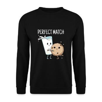 Perfect Match Geschenk Valentinstag Milch Cookie - Unisex Pullover - Schwarz - Vorne - Alina (178cm) & Michal (187cm)