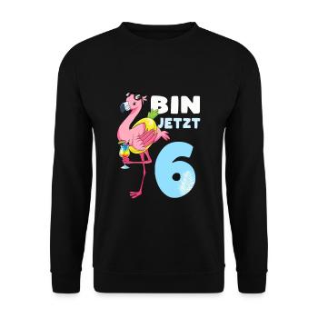 J’ai maintenant 6 ans de Cadeau Flamingo 6e anniversaire - Sweat-shirt Unisexe - noir - Devant - Alina (178cm) & Michal (187cm)