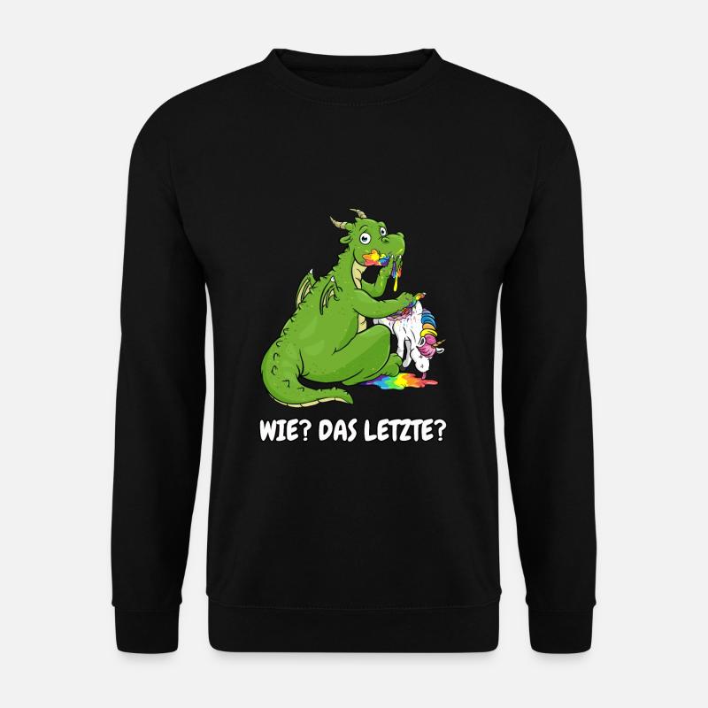 Wie das letzte Geschenk Drache frisst Einhorn fun - Unisex Pullover - Schwarz
