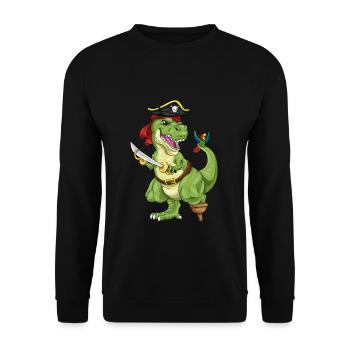 T-Rex Pirate Dinosaur Pirate Pirate Costume - Unisex Sweatshirt - black - Front - Alina (178cm) & Michal (187cm)