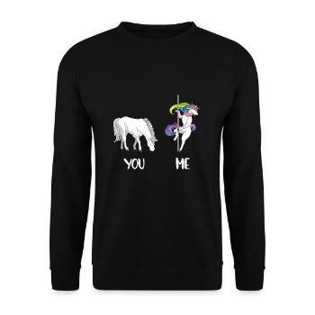 You Me LGBT Einhorn LGBTQ Aktivist homosexuell - Unisex Pullover - Schwarz - Vorne - Alina (178cm) & Michal (187cm)