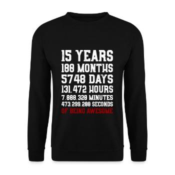 15 ans de cadeau génial 15e anniversaire - Sweat-shirt Unisexe - noir - Devant - Alina (178cm) & Michal (187cm)