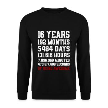 16 ans de cadeau génial Sweet Sixteen - Sweat-shirt Unisexe - noir - Devant - Alina (178cm) & Michal (187cm)
