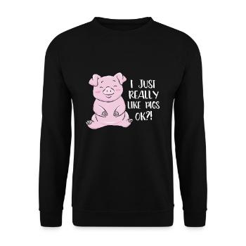 J'aime beaucoup les cochons cochon cochon cochon domestique - Sweat-shirt Unisexe - noir - Devant - Alina (178cm) & Michal (187cm)