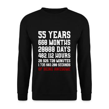 55 Years of being awesome Geschenk 55. Geburtstag - Unisex Pullover - Schwarz - Vorne - Alina (178cm) & Michal (187cm)