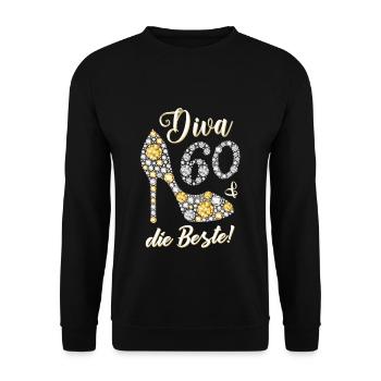 Diva die Beste 60. Geburtstag Geschenk 60 Jahre - Unisex Pullover - Schwarz - Vorne - Alina (178cm) & Michal (187cm)