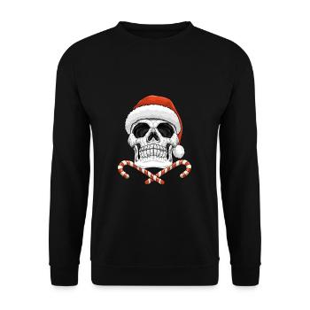 Crâne Père Noël Crâne Noël - Sweat-shirt Unisexe - noir - Devant - Alina (178cm) & Michal (187cm)