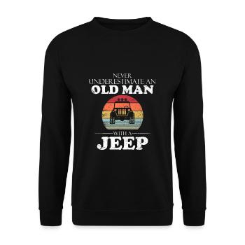 Funny Jeep Old Man With a Jeep Tee - Unisex Sweatshirt - black - Front - Alina (178cm) & Michal (187cm)