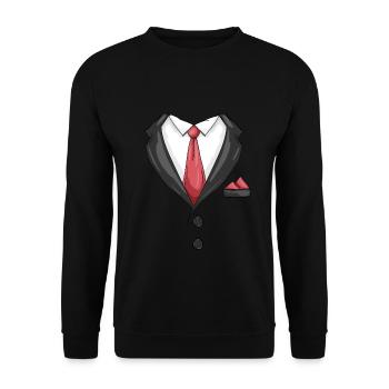 Costume de carnaval costume smoking cravate Mardi Gras - Sweat-shirt Unisexe - noir - Devant - Alina (178cm) & Michal (187cm)