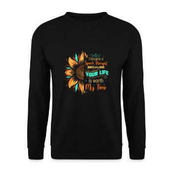 Speech therapist Sunflower Speech therapist Speech therapist - Unisex Sweatshirt - black - Front - Alina (178cm) & Michal (187cm)