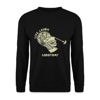 Live Laugh Lobotomy Retro Opossum Lover - Unisex Sweatshirt - black - Front - Alina (178cm) & Michal (187cm)