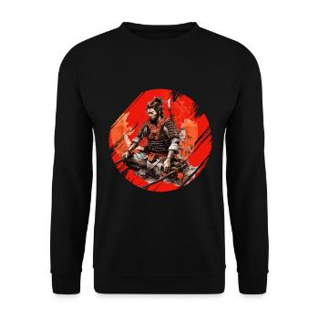 Samurai Japan Kultur - Unisex Pullover - Schwarz - Vorne - Alina (178cm) & Michal (187cm)