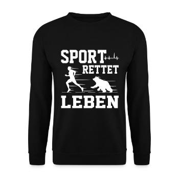 Laufen Rettet Leben - Retro Sunset Lustiges - Unisex Pullover - Schwarz - Vorne - Alina (178cm) & Michal (187cm)