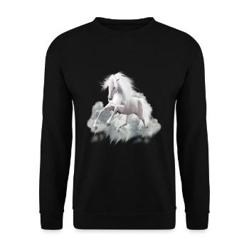 Weißes Pferd - Schimmel - Unisex Pullover - Schwarz - Vorne - Alina (178cm) & Michal (187cm)