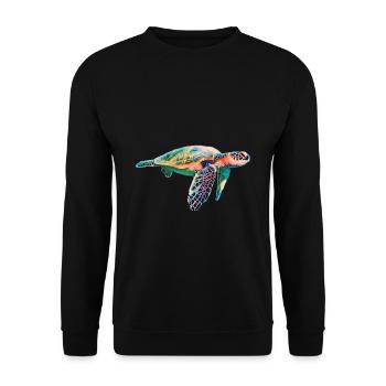 Meeresschildkröte - Unisex Pullover - Schwarz - Vorne - Alina (178cm) & Michal (187cm)
