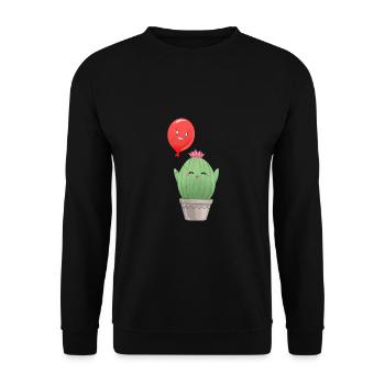 Kaktus mit Ballon - Unisex Pullover - Schwarz - Vorne - Alina (178cm) & Michal (187cm)