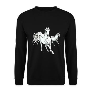Pferde - Unisex Pullover - Schwarz - Vorne - Alina (178cm) & Michal (187cm)
