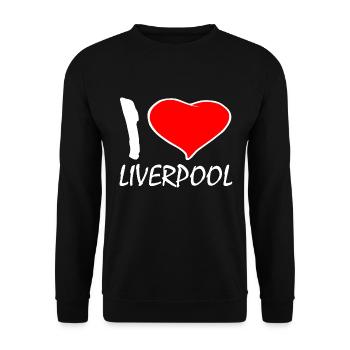 I LOVE LIVERPOOL - Unisex Pullover - Schwarz - Vorne - Alina (178cm) & Michal (187cm)