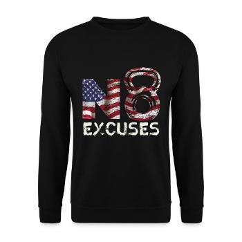 Patriotique 4th of July Body Workout Pas d’excuses - Sweat-shirt Unisexe - noir - Devant - Alina (178cm) & Michal (187cm)