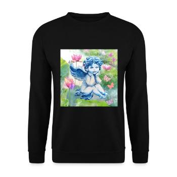 Engel und Schmetterlinge - Unisex Pullover - Schwarz - Vorne - Alina (178cm) & Michal (187cm)