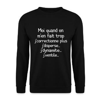 Tontons Flingueurs J'dynamite J'disperse - Sweat-shirt Unisexe - noir - Devant - Alina (178cm) & Michal (187cm)