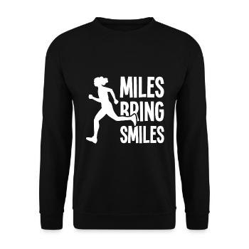 Miles Bring Smiles - Running Saying - Unisex Sweatshirt - black - Front - Alina (178cm) & Michal (187cm)