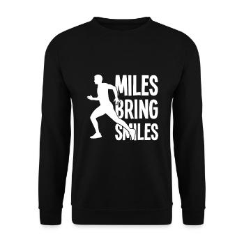 Miles Bring Smiles - Running Saying - Unisex Sweatshirt - black - Front - Alina (178cm) & Michal (187cm)