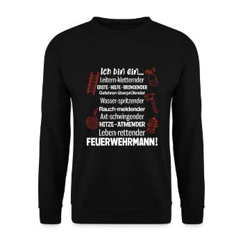 Ich bin ein.. Feuerwehrmann - Unisex Pullover - Schwarz - Vorne - Alina (178cm) & Michal (187cm)