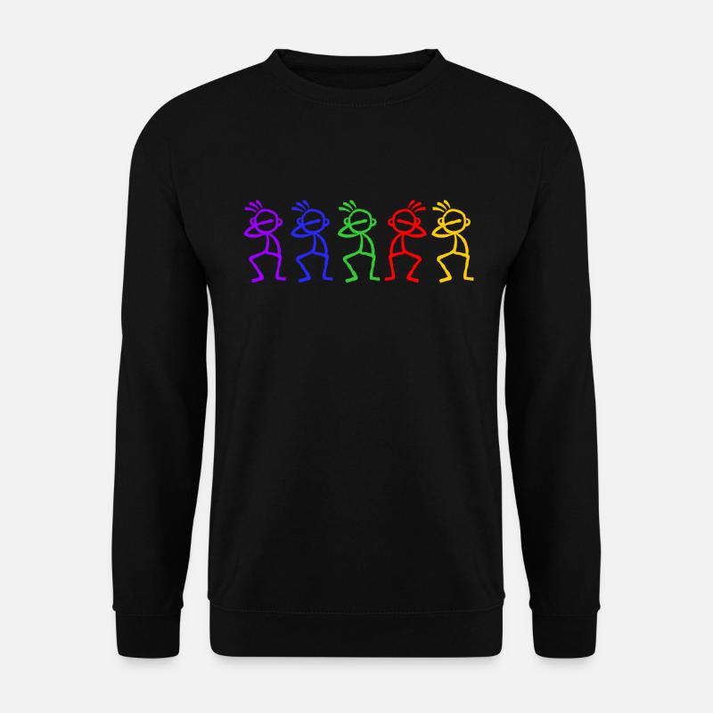 Dabbing 5 Strichmännchen Regenbogen Farbe - Unisex Pullover - Schwarz