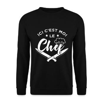 cuisinier cadeau cool chef cuisinier - Sweat-shirt Unisexe - noir - Devant - Alina (178cm) & Michal (187cm)