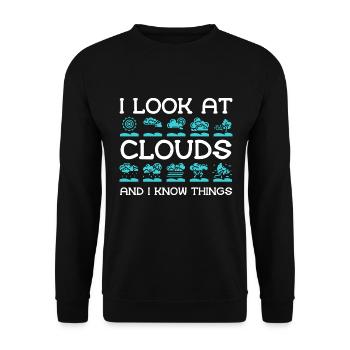 I look at the clouds and know things - - Unisex Sweatshirt - black - Front - Alina (178cm) & Michal (187cm)