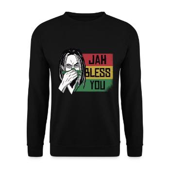 Jah Bless Rasta Raggae Ragga Roots God Rasta - Unisex Sweatshirt - black - Front - Alina (178cm) & Michal (187cm)