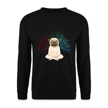Pug Meditates Lotus Tree of Life Meditation - Unisex Sweatshirt - black - Front - Alina (178cm) & Michal (187cm)