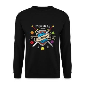 J'peux pas j'ai baston ! - Sweat-shirt Unisexe - noir - Devant - Alina (178cm) & Michal (187cm)
