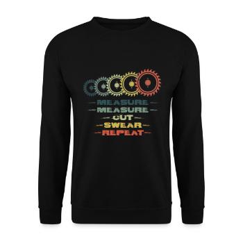 Measure Cut Swear Repeat Carpenter - Unisex Sweatshirt - black - Front - Alina (178cm) & Michal (187cm)
