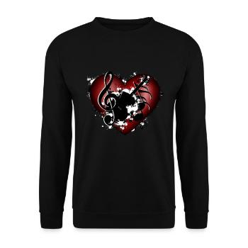 Herz Gitarre - Unisex Pullover - Schwarz - Vorne - Alina (178cm) & Michal (187cm)