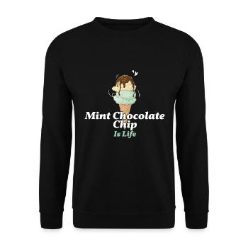 Mint Chocolate Chip Ice Cream Is Life - Unisex Sweatshirt - black - Front - Alina (178cm) & Michal (187cm)