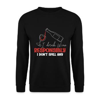 Je bois du vin de manière responsable, je - Sweat-shirt Unisexe - noir - Devant - Alina (178cm) & Michal (187cm)
