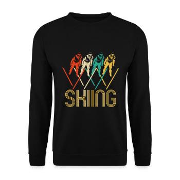 Fantastische Retro Pop-Art-Skifahren-Geschenke für Skifahrer. - Unisex Pullover - Schwarz - Vorne - Alina (178cm) & Michal (187cm)