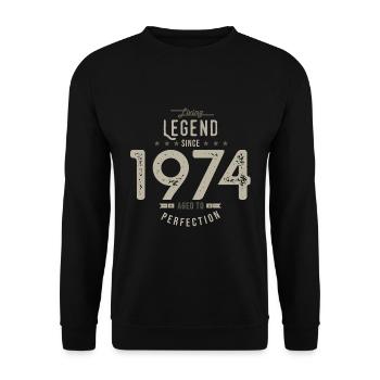 Legende seit 1974 Geburtstagsgeschenk 48 Jahre - Unisex Pullover - Schwarz - Vorne - Alina (178cm) & Michal (187cm)