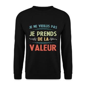 Je ne vieillis pas Humoristique pour un cadeau - Sweat-shirt Unisexe - noir - Devant - Alina (178cm) & Michal (187cm)